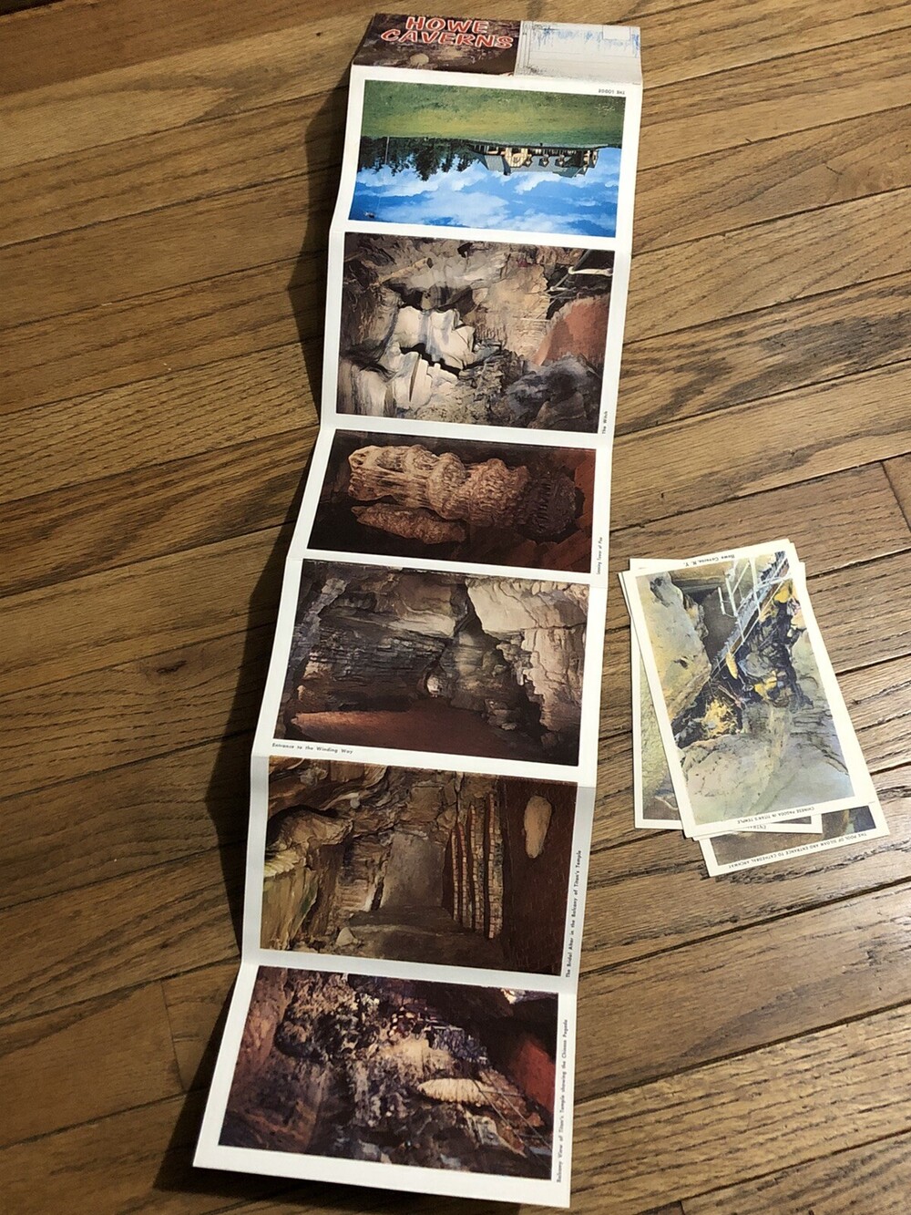 Howe Caverns NY Unposted 4 VTG Linen Postcards & 11 View Chrome RPPC Foldout Lot - Picture 6 of 7